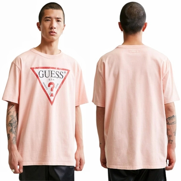Guess - Oversized Vintage Triangle Logo Pink Shirt - Picture 15 of 15